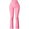 imageOQQ Womens Flare Pants Ribbed Seamless Workout High Waist Bell Bottoms PantsCandypink
