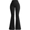 imageOQQ Womens Flared Pants High Waisted Yoga Leggings Stretchy Bell Buttom Wide LegBlack