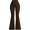 imageOQQ Womens Flared Pants High Waisted Yoga Leggings Stretchy Bell Buttom Wide LegDarkbrown
