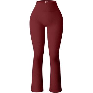 imageOQQ Womens Flare Pants Ribbed Seamless Workout High Waist Bell Bottoms PantsWinered