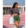 imageOQQ Women 3 Piece Yoga Shorts High Waist Seamless Workout Exercise Shorts LeggingsBlack darkgrey armygreen