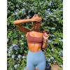 imageOQQ Women 3 Piece Yoga Shorts High Waist Seamless Workout Exercise Shorts LeggingsBlack darkgrey candyblue