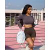 imageOQQ Women 3 Piece Yoga Shorts High Waist Seamless Workout Exercise Shorts LeggingsBlack darkgrey darkbrown