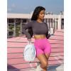 imageOQQ Women 3 Piece Yoga Shorts High Waist Seamless Workout Exercise Shorts LeggingsBlack darkgrey rose