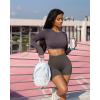 imageOQQ Women 3 Piece Yoga Shorts High Waist Seamless Workout Exercise Shorts LeggingsBlack tea Leaf beige