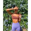 imageOQQ Women 3 Piece Yoga Shorts High Waist Seamless Workout Exercise Shorts LeggingsDarkgrey haze Blue purple