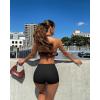 imageOQQ Women 3 Piece Yoga Shorts Sexy High Waist Booty Stretch Workout Exercise Hot ShortsBlack Darkgrey Candypink