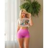 imageOQQ Women 3 Piece Yoga Shorts Sexy High Waist Booty Stretch Workout Exercise Hot ShortsBlack Darkgrey Rose