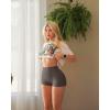 imageOQQ Women 3 Piece Yoga Shorts Sexy High Waist Booty Stretch Workout Exercise Hot ShortsBlack Darkgrey Tea Leaf