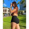 imageOQQ Women 3 Piece Yoga Shorts Sexy High Waist Booty Stretch Workout Exercise Hot ShortsBlack Darkgrey Tea Leaf