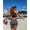 imageOQQ Women 3 Piece Yoga Shorts Sexy High Waist Booty Stretch Workout Exercise Hot ShortsBlack darkgrey pea Green