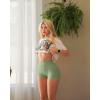 imageOQQ Women 3 Piece Yoga Shorts Sexy High Waist Booty Stretch Workout Exercise Hot ShortsBlack darkgrey pea Green