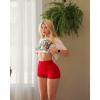 imageOQQ Women 3 Piece Yoga Shorts Sexy High Waist Booty Stretch Workout Exercise Hot ShortsRed fluore Pink A armygreen