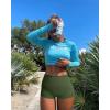 imageOQQ Women 3 Piece Yoga Shorts Sexy High Waist Booty Stretch Workout Exercise Hot ShortsRed fluore Pink A armygreen