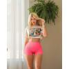 imageOQQ Women 3 Piece Yoga Shorts Sexy High Waist Booty Stretch Workout Exercise Hot ShortsRed fluore Pink A armygreen