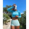 imageOQQ Women 3 Piece Yoga Shorts Sexy High Waist Booty Stretch Workout Exercise Hot ShortsSea Salt Blue yellow green