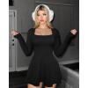imageOQQ Women Long Sleeve Dresses Square Neck Casual Party Club ALine Mini DressBlack