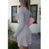 imageOQQ Women Long Sleeve Dresses Square Neck Casual Party Club ALine Mini DressGrey