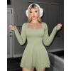 imageOQQ Women Long Sleeve Dresses Square Neck Casual Party Club ALine Mini DressJade Green