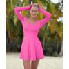 imageOQQ Women Long Sleeve Dresses Square Neck Casual Party Club ALine Mini DressRose