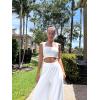 imageOQQ Women Pants Wide Leg High Waist Casual Lounge Pant Travel Vacation Trousers White