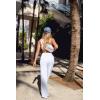 imageOQQ Women Pants Wide Leg High Waist Casual Lounge Pant Travel Vacation Trousers White