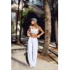 imageOQQ Women Pants Wide Leg High Waist Casual Lounge Pant Travel Vacation Trousers White