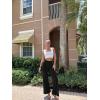 imageOQQ Women Wide Leg Pants High Waist Casual Pants Fall Clothes OutfitsBlack
