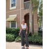 imageOQQ Women Wide Leg Pants High Waist Casual Pants Fall Clothes OutfitsDarkgrey