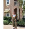 imageOQQ Women Wide Leg Pants High Waist Casual Pants Fall Clothes OutfitsGrey Brown