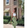 imageOQQ Women Wide Leg Pants High Waist Casual Pants Fall Clothes OutfitsPea Green