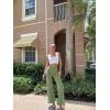imageOQQ Women Wide Leg Pants High Waist Casual Pants Fall Clothes OutfitsPea Green