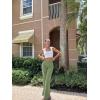 imageOQQ Women Wide Leg Pants High Waist Casual Pants Fall Clothes OutfitsPea Green