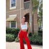 imageOQQ Women Wide Leg Pants High Waist Casual Pants Fall Clothes OutfitsRed