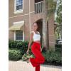 imageOQQ Women Wide Leg Pants High Waist Casual Pants Fall Clothes OutfitsRed