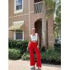 imageOQQ Women Wide Leg Pants High Waist Casual Pants Fall Clothes OutfitsRed