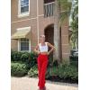imageOQQ Women Wide Leg Pants High Waist Casual Pants Fall Clothes OutfitsRed
