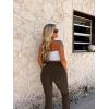 imageOQQ Womens 2 Piece Flared Pants Ribbed Fold Over Kick Ruched Stretch High Waist Casual Wide LegBlack darkbrown