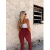 imageOQQ Womens 2 Piece Flared Pants Ribbed Fold Over Kick Ruched Stretch High Waist Casual Wide LegBlack winered