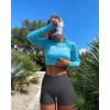 imageOQQ Womens 3 Piece Yoga Shorts Ribbed Seamless Workout High Waist Cross Over Athletic LeggingsBlack Grey Coffee