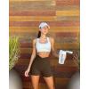 imageOQQ Womens 3 Piece Yoga Shorts Ribbed Seamless Workout High Waist Cross Over Athletic LeggingsBlack coffee beige