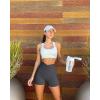 imageOQQ Womens 3 Piece Yoga Shorts Ribbed Seamless Workout High Waist Cross Over Athletic LeggingsBlack grey beige