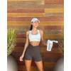 imageOQQ Womens 3 Piece Yoga Shorts Ribbed Seamless Workout High Waist Cross Over Athletic LeggingsBlack grey tea Leaf