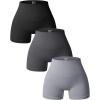 imageOQQ Women 3 Piece Yoga Shorts High Waist Seamless Workout Exercise Shorts LeggingsBlack darkgrey grey