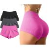 imageOQQ Women 3 Piece Yoga Shorts Sexy High Waist Booty Stretch Workout Exercise Hot ShortsBlack Darkgrey Rose