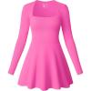 imageOQQ Women Long Sleeve Dresses Square Neck Casual Party Club ALine Mini DressRose