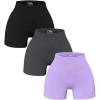 imageOQQ Womens 3 Piece Yoga Ribbed Seamless Workout High Waist Athletic Legging ShortsAblack Grey Lavender