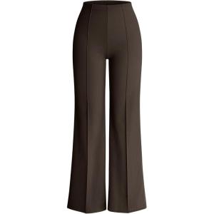 imageOQQ Women Wide Leg Pants High Waist Casual Pants Fall Clothes OutfitsDarkbrown