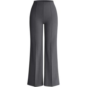 imageOQQ Women Wide Leg Pants High Waist Casual Pants Fall Clothes OutfitsDarkgrey