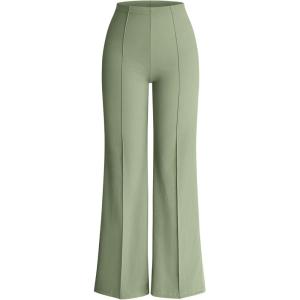 imageOQQ Women Wide Leg Pants High Waist Casual Pants Fall Clothes OutfitsPea Green